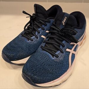 ASICS Women's Navy and Pink Gel Nimbus 24 Shoes, Size 8.5